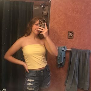 Yellow Ribbed Tube Top